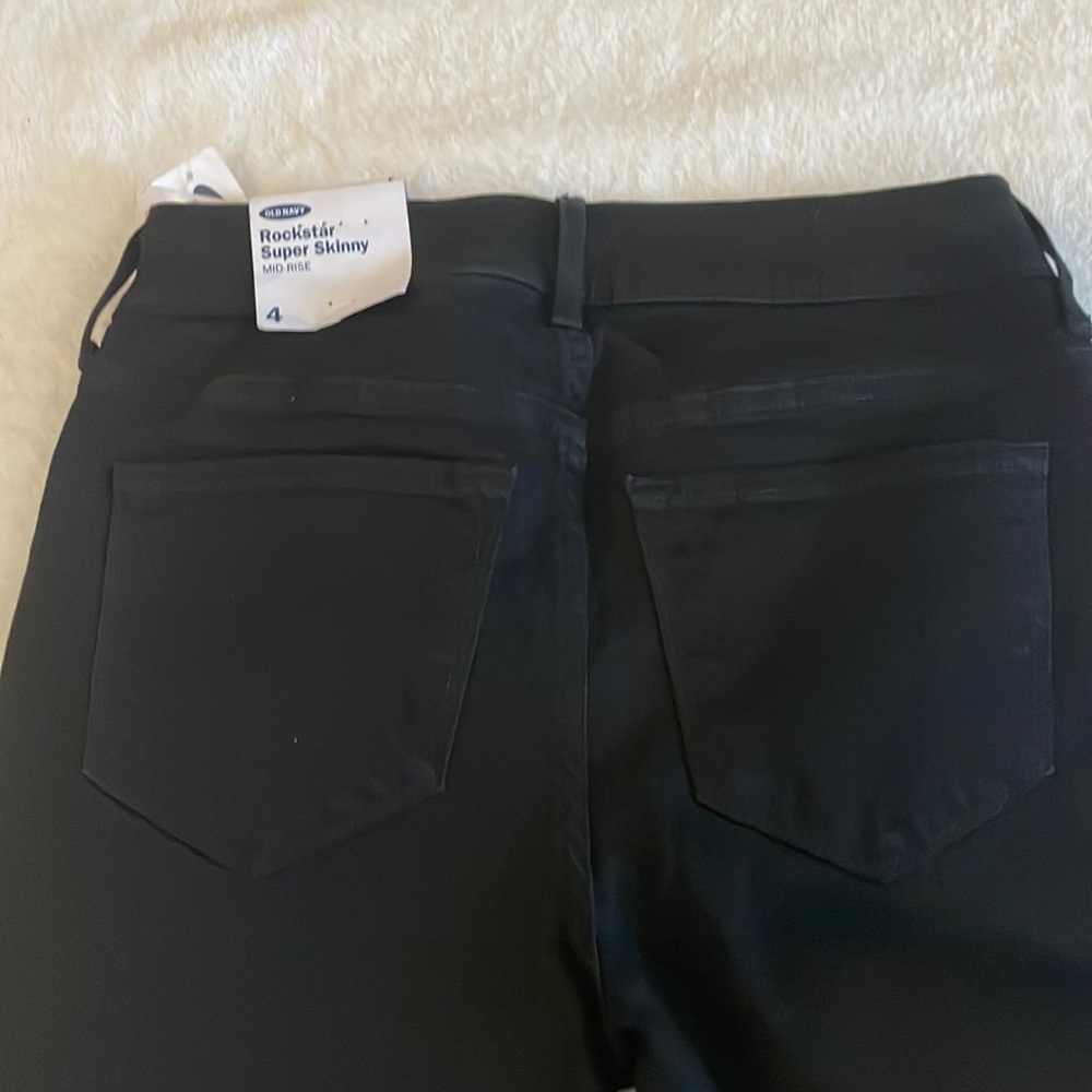 Old Navy Rockstar Super Skinny Distressed Black Jeans Size 4 - Picture 8 of 9
